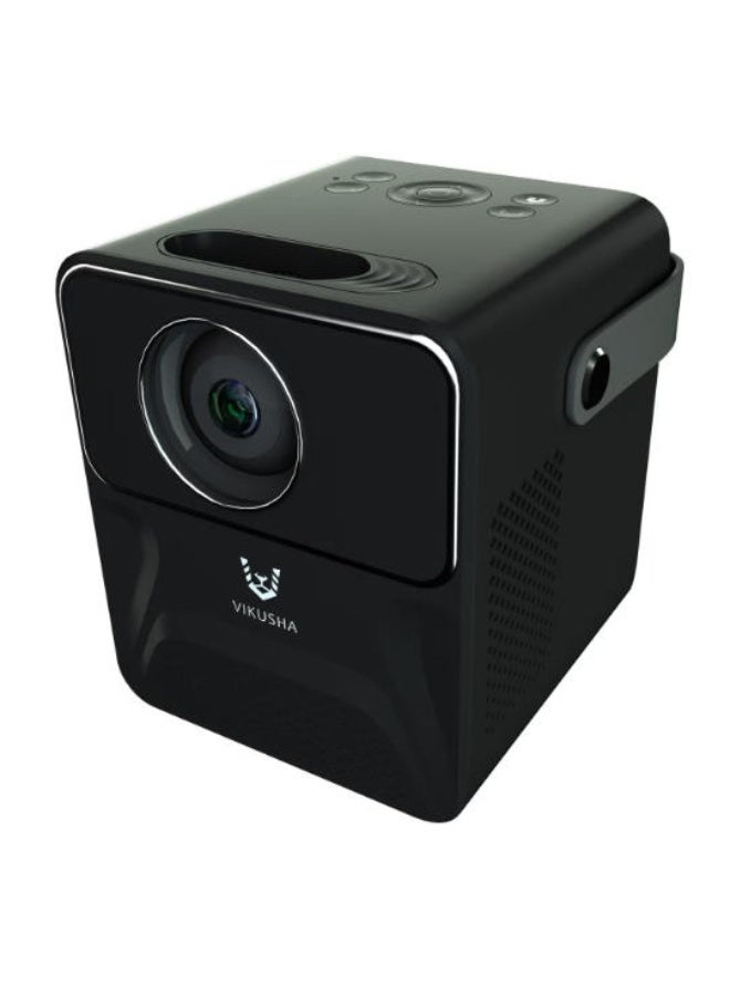 فيكوشا جهاز عرض الوسائط المتعددة VIKUSHA V860 بنظام أندرويد مع جهاز تحكم عن بعد، يدعم الواي فاي والبلوتوث، ومكبر صوت مدمج، مثالي للأفلام والألعاب والاجتماعات والحفلات، باللون الأسود. - Image 1